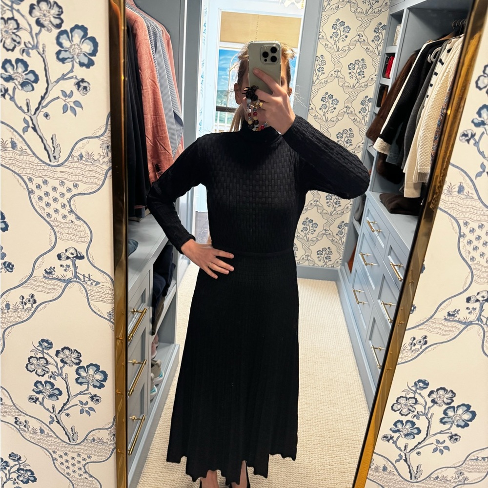 Molli Black Midi Knit Dress in Midnight Small - Picture 2 of 6